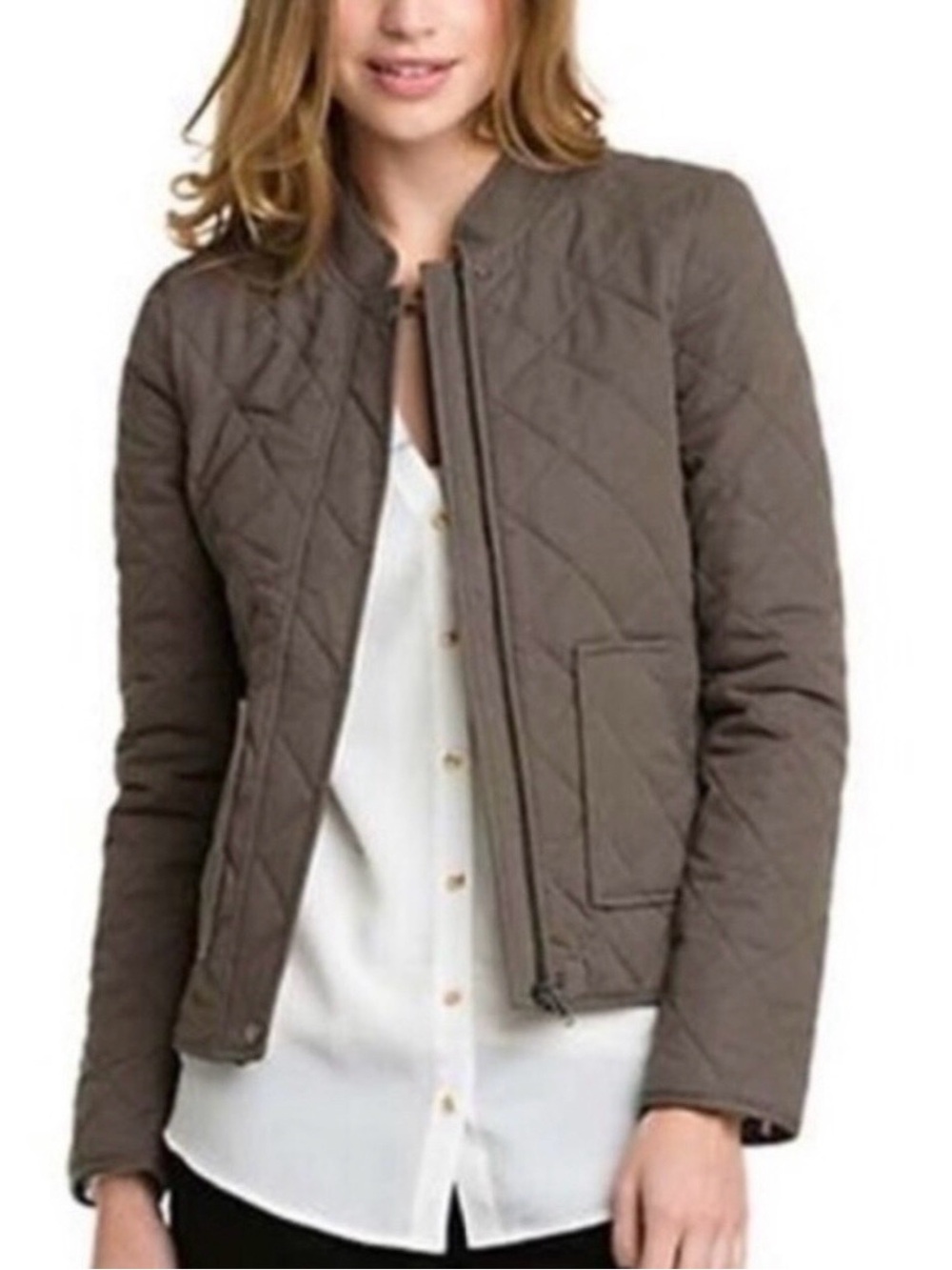 Joie Quilted Puffer Jacket in Taupe Brown